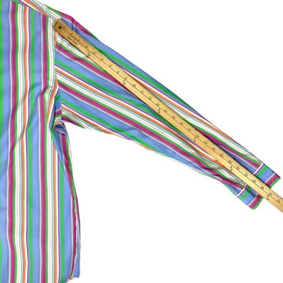 Ralph Lauren Shirt Men L Multicolor Classic Stripe Custom Fit Oxford Button Down - Picture 11 of 14